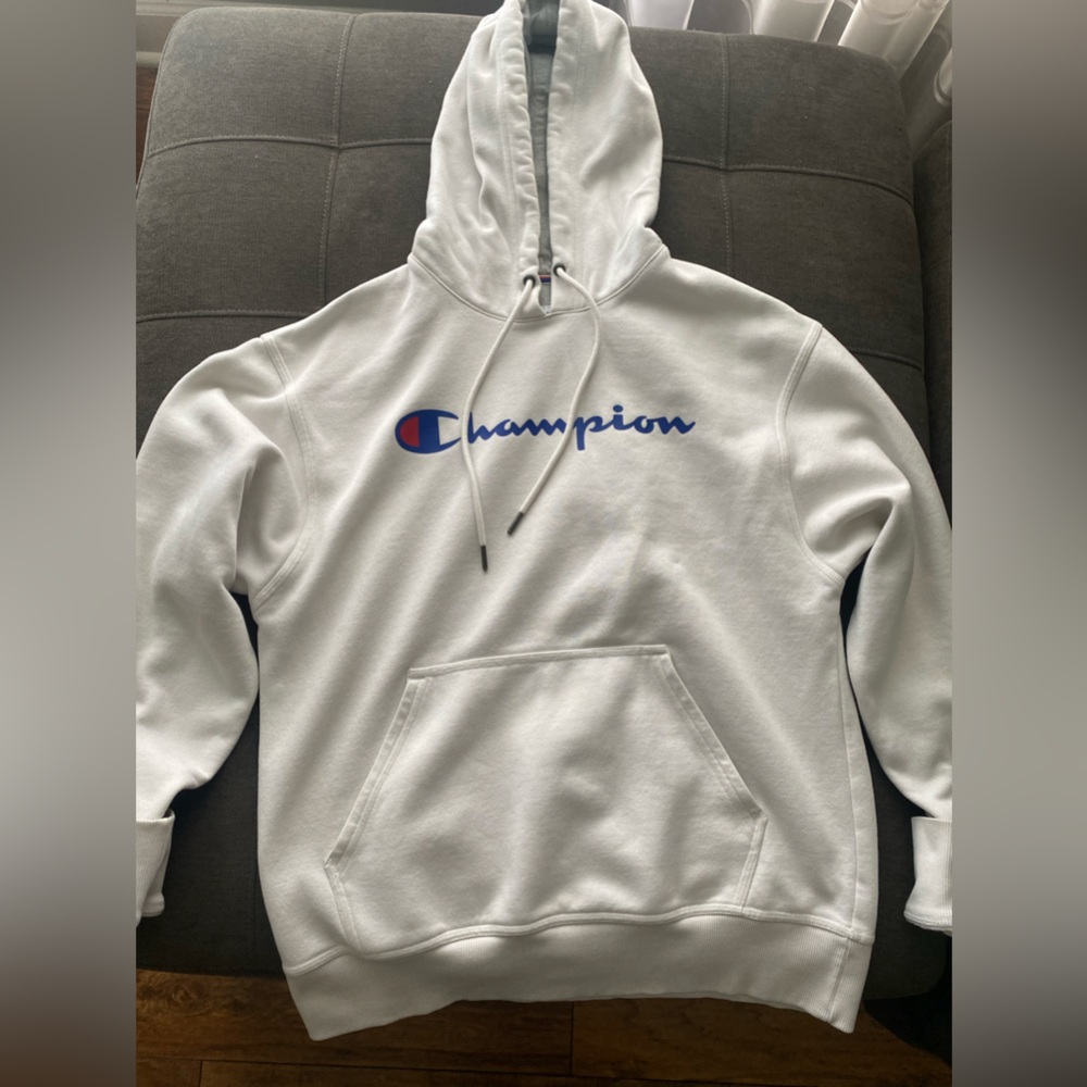 white champion hoodie, men’s size medium